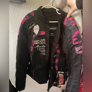 Women's Black and Pink Motorcycle Jacket